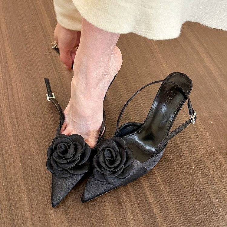 Damen Slingpumps mit Blumenapplikation R&B