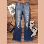 Damen Flared Jeans mit distressed Akzenten R&B