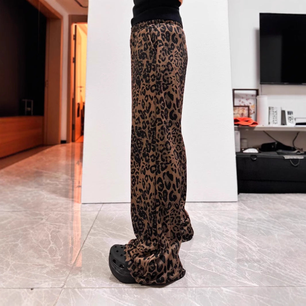 Damen Weite Leopard-Hose mit elastischem Bund und seitlichen Taschen R&B