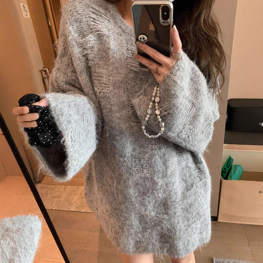 Damen Oversized Strickpullover im lässigen Pullover-Stil R&B