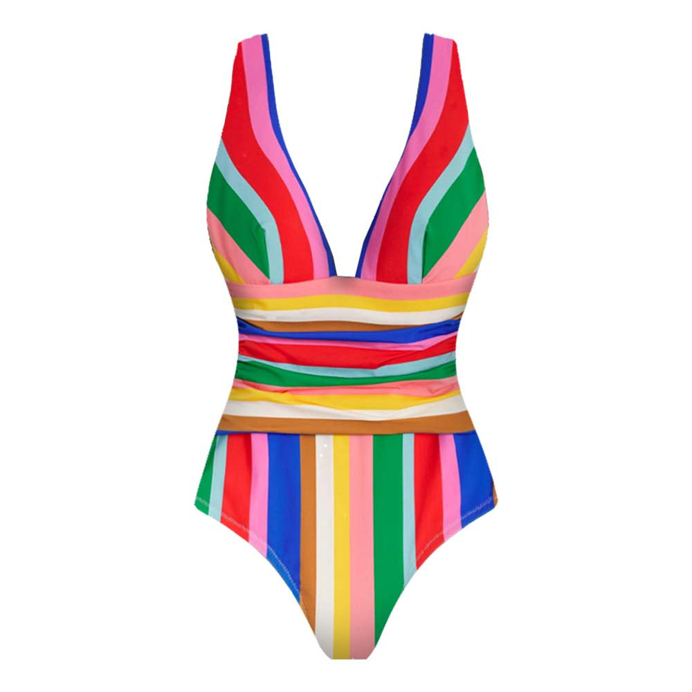 Damen Eleganter Badeanzug mit raffiniertem Streifendesign R&B
