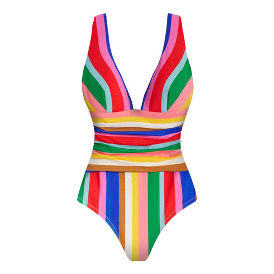 Damen Eleganter Badeanzug mit raffiniertem Streifendesign R&B