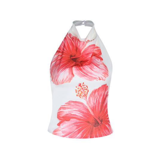Damen Hochgeschlossene Blumenshirt mit Cut-Outs R&B