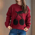 Damen Pullover mit verspieltem Kirschmotiv und weichem Strick R&B
