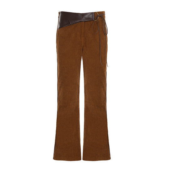 Damen modische Cordhose mit breitem Bein und verstellbarem Bund R&B