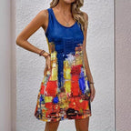 Damen Kurzärmliges Sommerkleid mit grafischem Druck und figurbetontem Schnitt R&B