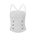 Damen Stylisches Top mit verstellbaren Spaghettiträgern und Knopfdetail R&B