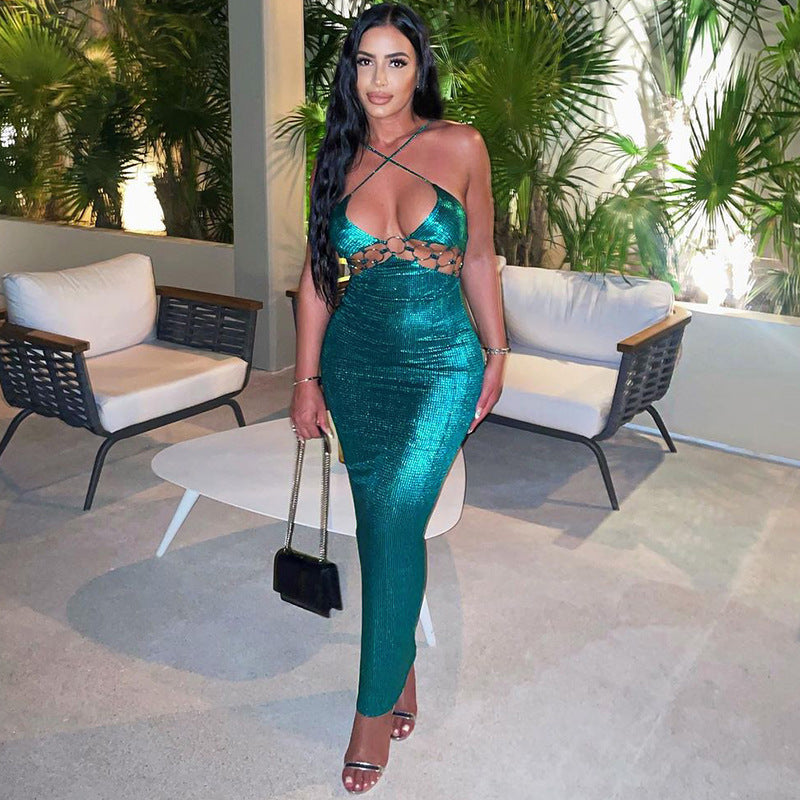 Damen Körperbetontes Abendkleid mit tiefem Ausschnitt R&B