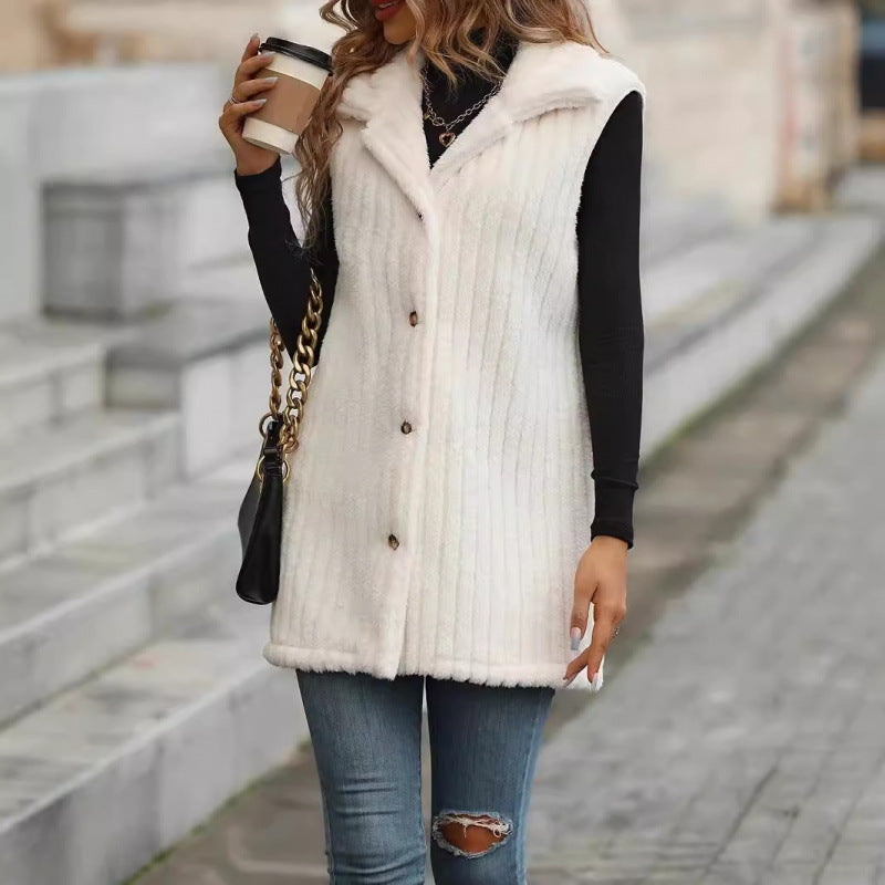 Damen Elegante und kuschelige Teddyjacke mit Knopfleiste R&B