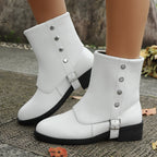 Damen Modische Ankle Boots mit praktischer Druckknopfverzierung und weichem Innenfutter