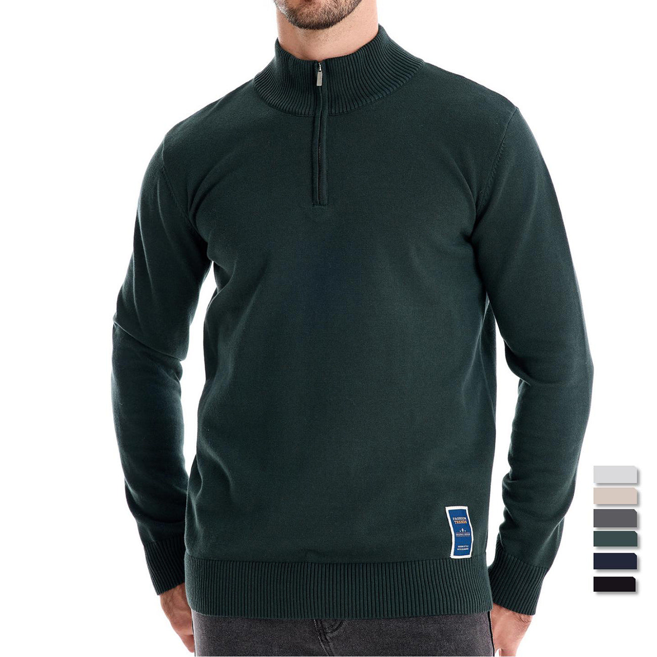 Herren Pullover mit kurzem Reißverschluss und modischem Stehkragen