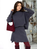 Damen Strickensemble mit weitem Schnitt und hochgeschlossenem Kragen