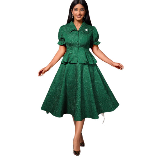 Damen elegantes Kleid mit Vintage-Details und voluminösem Rock R&B
