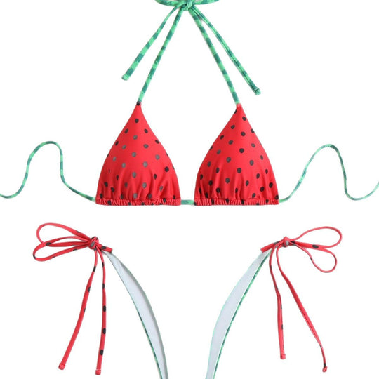 Damen Triangel-Bikini-Set mit auffälligem Fruchtdesign R&B