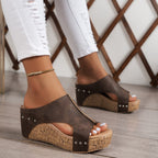 Damen Wedge-Sandalen mit ergonomischer Fußbettung und modischem Korkdesign R&B