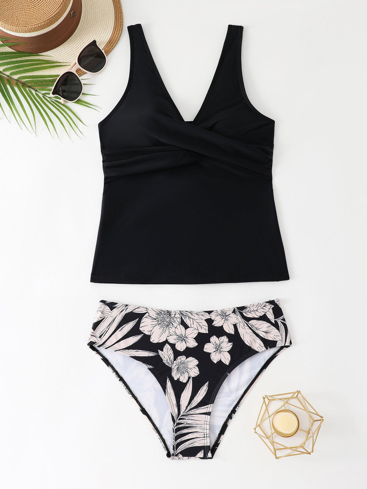 Damen Tankini-Set mit floralem Hosenrock und elegantem Oberteil R&B