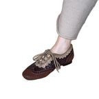 Damen elegante Schnürschuhe mit modischem Wellenmuster und feiner Ziernaht R&B