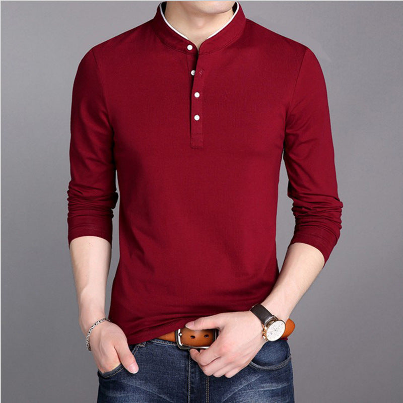 Herren Langarm-Henley-Shirt mit modernem Schnitt und hochwertiger Baumwolle R&B