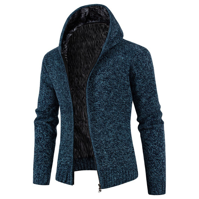 Herren kuschelige Strickjacke mit hohem Kragen und praktischen Taschen R&B