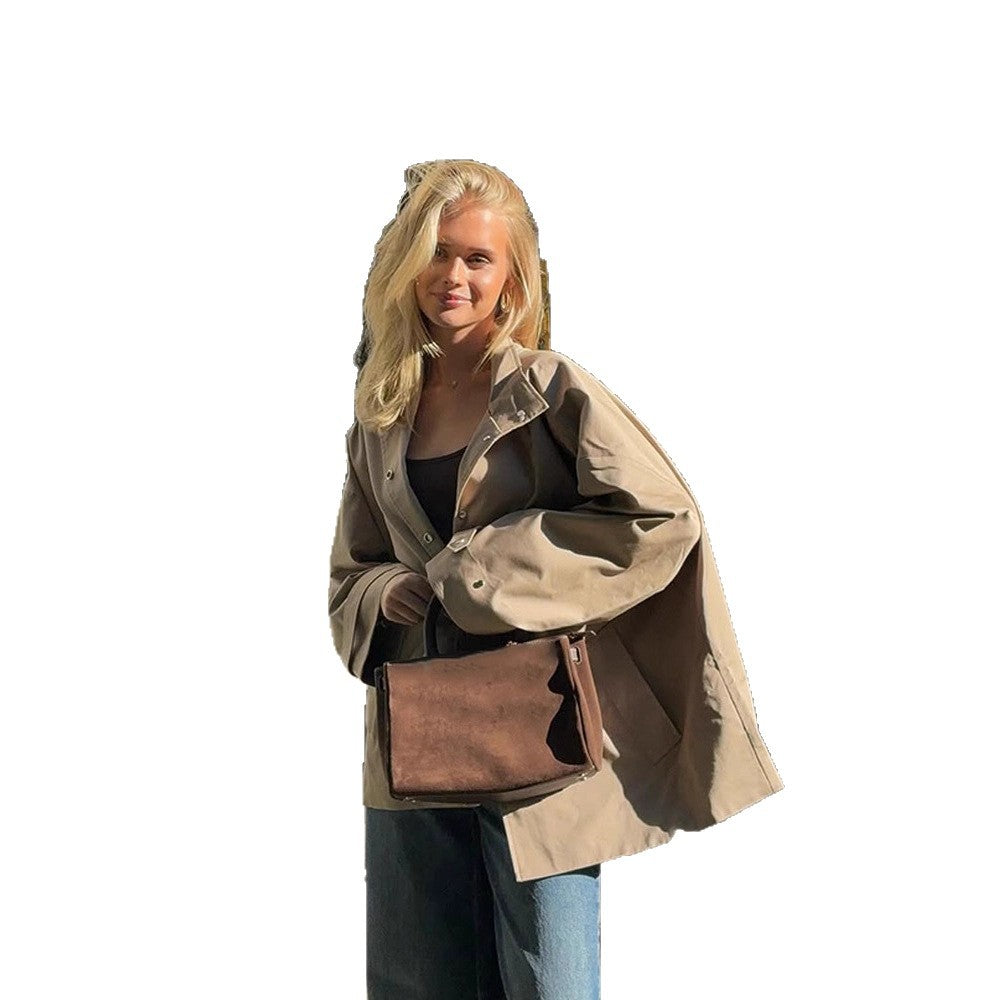 Damen lässige Oversized Jacke mit praktischen Taschen R&B