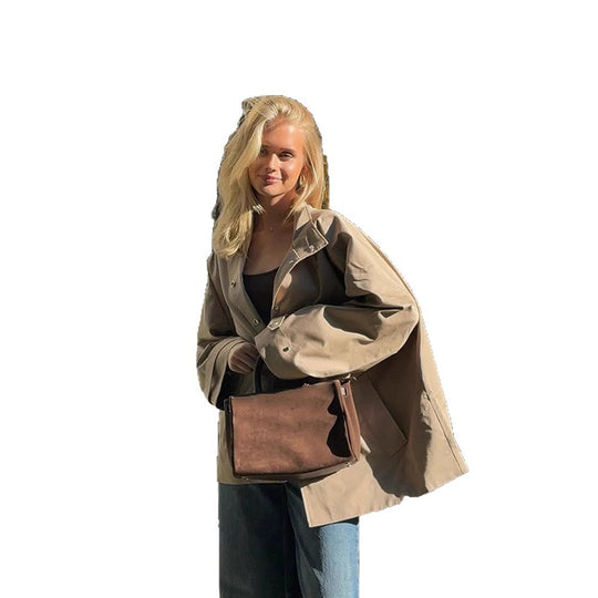 Damen lässige Oversized Jacke mit praktischen Taschen R&B
