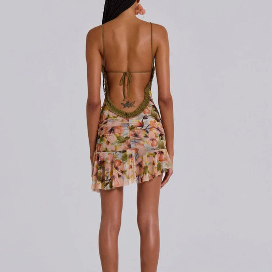 Damen Sommerliches Minikleid mit Raffungen und asymmetrischem Saum R&B