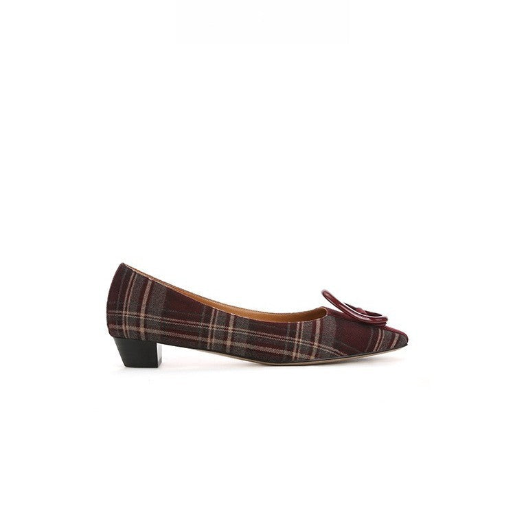 Damen Flache Ballerinas mit modischem Karo-Design und schicker Schnalle