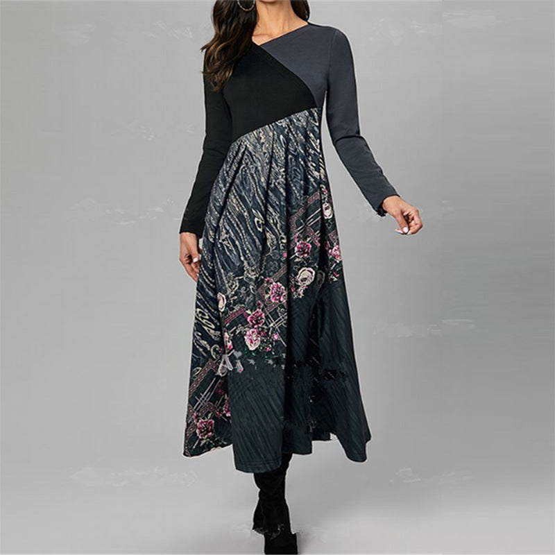 Damen boho-inspiriertes Midikleid mit geschickt kombiniertem Muster R&B