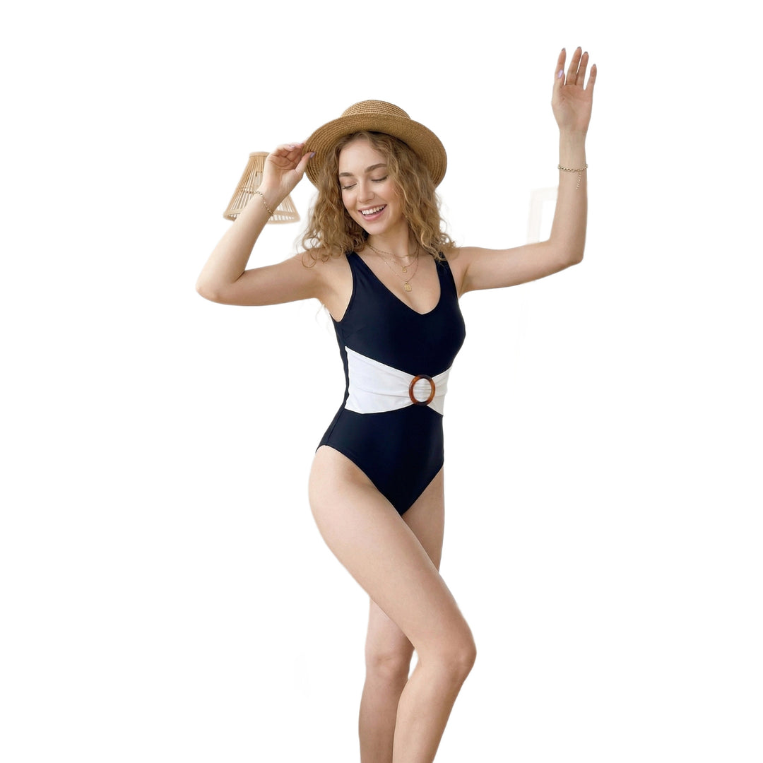 Damen Eleganter Einteiler mit herausnehmbaren Polstern und modischen Akzenten R&B