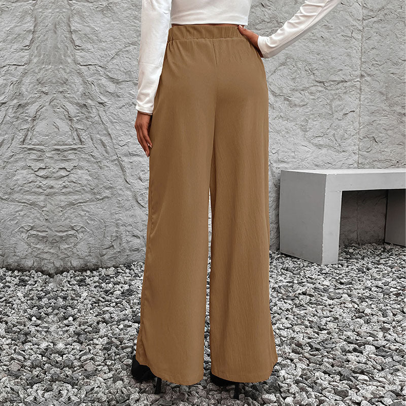 Damen weit geschnittene Hochbundhose mit Bindegürtel R&B