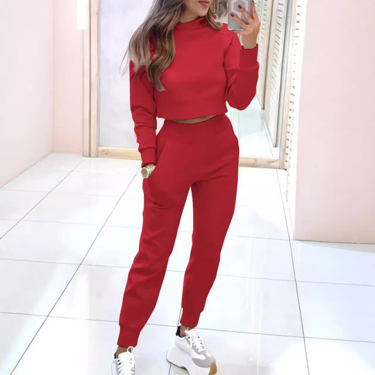 Damen Sportliches Zweiteiler-Set mit hohem Kragen und seitlichen Taschen R&B