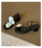Damen Sling-Sandalen mit floralem Design und bequemem Blockabsatz R&B