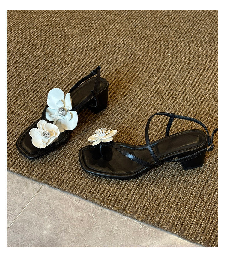 Damen Sling-Sandalen mit floralem Design und bequemem Blockabsatz R&B