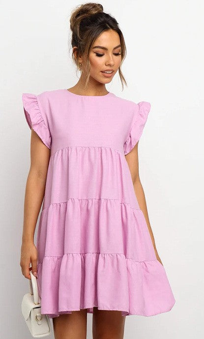 Damen Lässiges Kleid mit Rüschendetails und taillierter Silhouette R&B
