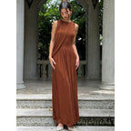 Damen Elegantes Maxikleid mit asymmetrischem Schnitt und fließendem Stoff R&B