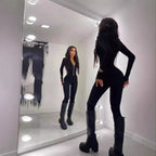 Damen Sportlicher Jumpsuit mit Reißverschluss und figurbetontem Schnitt R&B