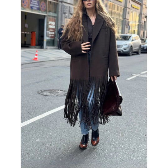 Damen Oversized Fransenjacke R&B