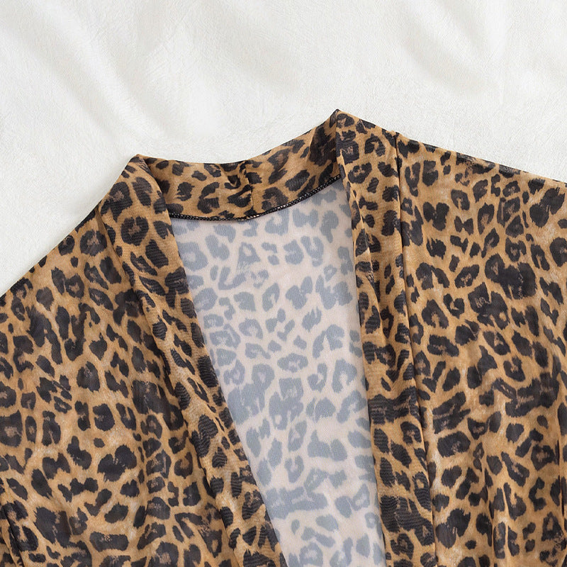Damen luftiger Strandüberwurf mit trendy Leopardenprint R&B