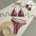 Damen Glitzerndes Triangel-Bikini-Set mit raffinierten Trägern R&B
