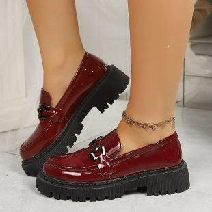 Damen Modische Loafers mit robustem Profil und dekorativem Schnallen-Detail R&B