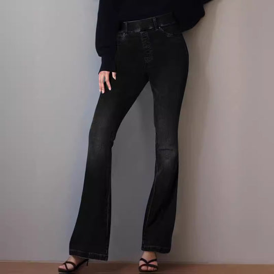 Damen Flared Jeans mit hoher Taille und dezentem Waschung R&B