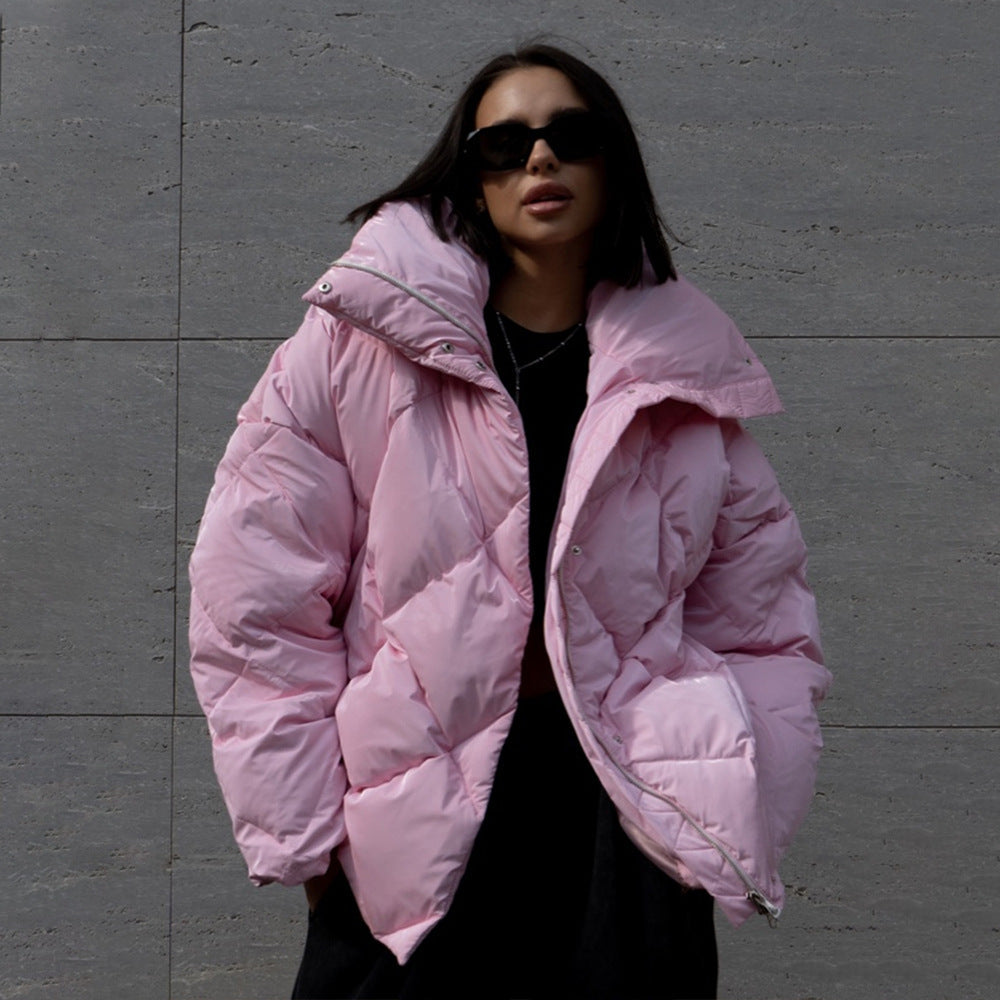 Damen gepolsterte Steppjacke mit hohem Kragen und praktischen Taschen R&B