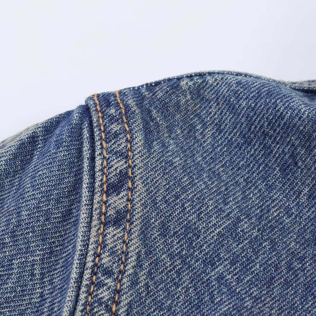 Damen Jeanskleid mit Taillengürtel und Kurzarm R&B