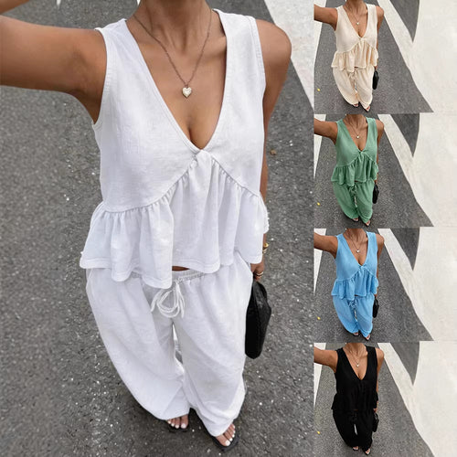 Damen Freizeitoberteil mit weitem Schnitt und lockerer Hose R&B