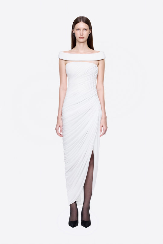 Damen Elegantes Abendkleid mit Off-Schulter-Design und raffiniertem Drapé R&B