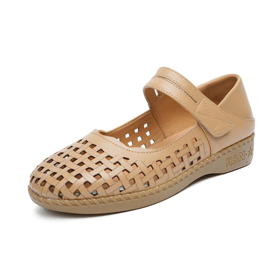 Damen Komfortable Ballerinas mit verstellbarem Riemen und luftiger Konstruktion R&B