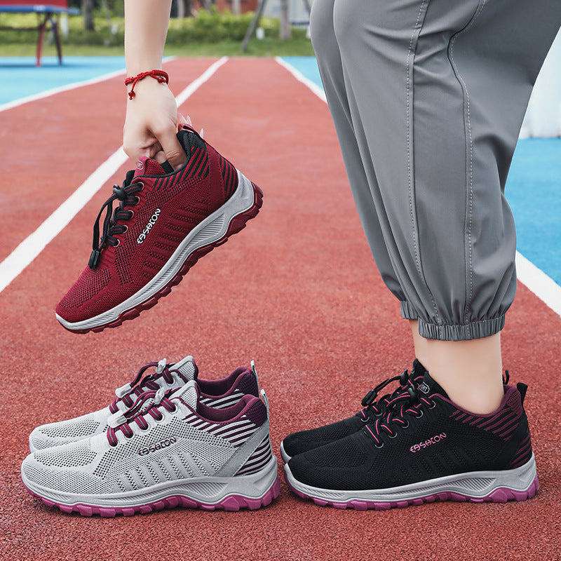 Damen Sportliche Laufschuhe mit atmungsaktivem Mesh-Obermaterial und elastischem Schnellschnürsystem R&B