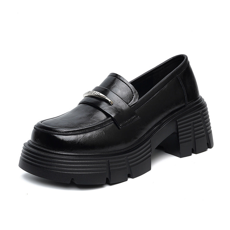 Damen Modische Loafers mit klobigem Absatz und glänzenden Applikationen R&B