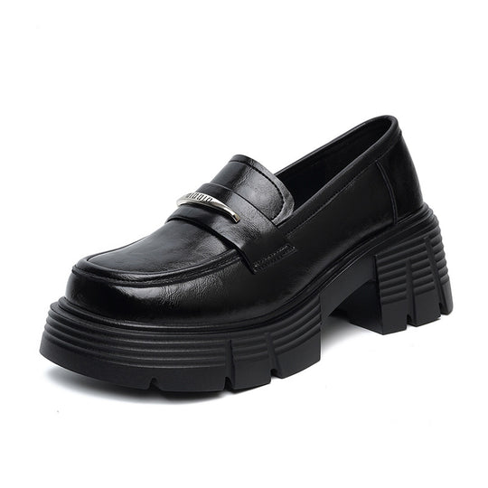 Damen Modische Loafers mit klobigem Absatz und glänzenden Applikationen R&B
