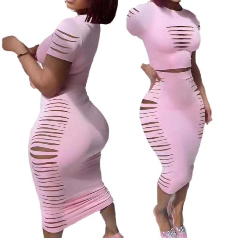 Damen figurbetontes Kleid mit Cut-Outs und modernen Rippdetails R&B
